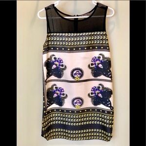 Lumier black & printed shift dress XS